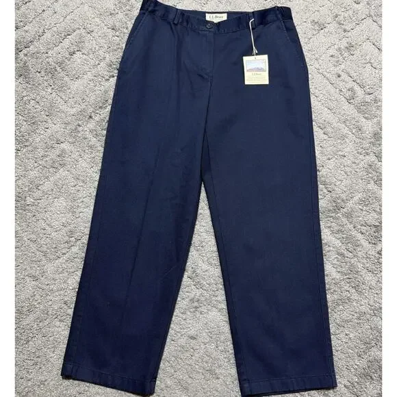 LL BEAN Women 10 Pet Blue Indigo Favorite Fit Chino Pants Wrinkle Resistant NWT - Picture 1 of 8